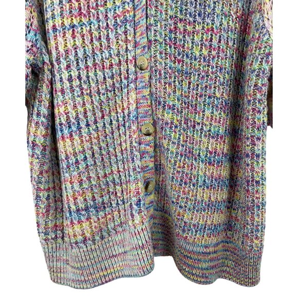 Design 365 Short Sleeve Puff Button Chunky Cardigan Crochet Rainbow Womens 3X - Picture 5 of 9